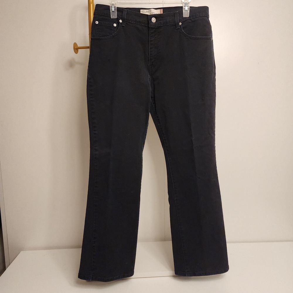 34" 14M 550 Levis Mid-Rise Baggy Boot Cut Black Denim Jeans, 34" Waist